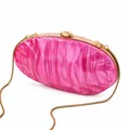 Pink marble acrylic shell clutch bag with gold frame and chain strap for weddings - Rose Red