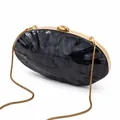 Elegant grey marble acrylic shell evening clutch bag with gold chain strap for women - Black