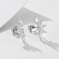 Pendientes de plata 925 con circonitas en forma de pétalo y diseño geométrico chic - Plata 925 / Plateado