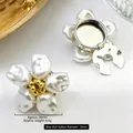 Detailed view of flower pearl cufflink with 30mm diameter and secure metal back clip - 30MM