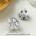 Gemello a fiore argento con cristalli, diametro 23mm, peso 9,5g per camicie eleganti - 23mm