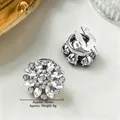 Silver flower brooch pin 18mm with rhinestones for shirts weight approx 6g - 18mm