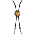 Western bolo tie featuring tiger eye stone and vintage silver hollow engraved slide - Tiger Eye Necklace
