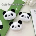 Close-up of plush panda head charm with soft faux fur texture and cute black and white details - Panda Accessory (Charm)