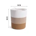 Two-tone cotton rope storage basket with dual handles, size 36x32cm in white and brown - White + Floral Coffee + Khaki