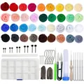 DIY needle felting kit with 40 colorful wool fibers and complete starter tool set - 36 Colors 3g Wool + Tool Bag