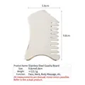 Mirror-polished 304 stainless steel guasha comb massager for muscle relaxation and relief - 304 Stainless Steel Square Comb