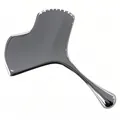 Polished silver 304 stainless steel heart-shaped gua sha tool with comb edge and handle - Ginkgo Leaf Gua Sha Board