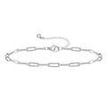 Silver paperclip link chain bracelet with lobster clasp and adjustable extension chain - Silver Paperclip Chain Style