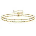 Gold-plated box and bead chain bracelet set with sparkling zircon stone charms - Gold Box & Bead Chain Set