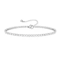 Silver-plated tennis bracelet with round cubic zirconia and adjustable lobster clasp - Silver Single Row Tennis Bracelet