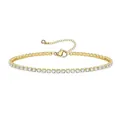 Golden tennis bracelet featuring round-cut zircons and a secure lobster clasp closure - Gold Single Row Tennis Bracelet