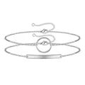 Minimalist silver chain bracelet set with smooth metal bar and lobster clasp detail - Silver Ring & Bar Set