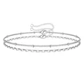 Silver paperclip and box chain bracelet set with adjustable lobster clasp links - Silver Box Chain Set