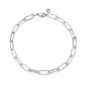 Minimalist silver paperclip chain bracelet with a sparkling round crystal charm - Silver Paperclip Chain with Rhinestone