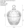 European embossed glass storage jar with owl pattern and round knob lid in clear finish - European Embossed Storage Jar (TG046)