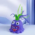 Jouet anti-stress monstre violet avec cheveux colorés qui crie quand on tire - Violet