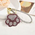Purple rhinestone paw keychain with a matching sparkling lanyard for handbags - Rope Style / Purple