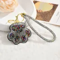 Sparkling colorful rhinestone bear keychain with gold lobster clasp for bags and keys - Rope Style / Multi-color