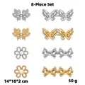 8-piece set of elegant gold and silver pearl pins featuring butterfly and floral designs - No. 60 8-Piece Set (Bag)