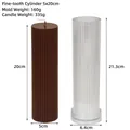 Cylindrical fine striped candle mold with finished brown 20cm height wax candle - Fine Toothed Round 5x20cm