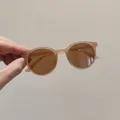 Lunettes de soleil rondes vintage pour enfants avec monture nude et verres marron - Champagne