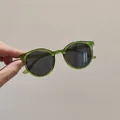Lunettes de soleil rondes transparentes vertes pour enfants avec verres gris foncé rétro - Vert Transparent/Verres Noirs