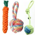 Three-piece durable cotton rope toy set including carrot and balls for large dogs - Medium Dog 3-Piece Set (Carrot + Single-ear Ball + Throwing Ball)