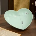 Mint green heart-shaped snack plate with natural fiber texture and gold rim design - Green - 22cm Heart-shaped Plate / Single Piece
