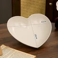 Elegant heart-shaped beige speckled fruit plate with golden rim, 22cm x 20cm size - Beige - 22cm Heart-shaped Plate / Single Piece