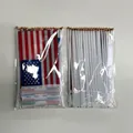 Handvlaggen set van 48 landen voor WK 2026 met witte stokken en gouden versiering - 48 Landen Handvlaggen Set / 14cmx21cm
