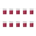 Qatar string flags for World Cup events, 10 flags in white and maroon on white background - Qatar String Flag / 14cmx21cm