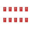 Turkish flag bunting for 2026 World Cup with red polyester fabric and star crescent logo - Turkey String Flag / 14cmx21cm
