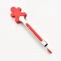 Pinze da cucina in silicone a forma di omino di pan di zenzero con manico in acciaio - Stile Omino Pan di Zenzero Rosso / 7"