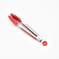 Pinze da cucina in silicone rosso e acciaio inox con design antiscivolo ad albero - Stile Palmo Rosso / 7"