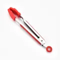 Pinza da cucina in acciaio inox con testa a albero di Natale in silicone rosso e blocco - Stile Palmo Rosso / 9 Pollici