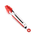 Pinza da cucina in silicone rosso e acciaio inox con manico ad albero e gancio - Stile Albero di Natale Rosso / 9 Pollici