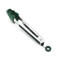 Green silicone and stainless steel food tongs with serrated tips and locking ring - Green Christmas Tree Style / 9 Inch