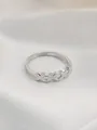 Silver-finish open ring featuring a minimalist four-leaf cross design on satin fabric - Silver Cross Flower Geometric Ring (A-1366)