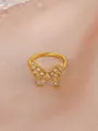 Luxurious butterfly open ring in gold finish with sparkling white zircon stones - Gold Dense Pave Butterfly Ring (A-1125)