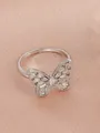 Silver butterfly open ring featuring cubic zirconia accents on pink silk background - Silver Dense Pave Butterfly Ring (A-1126)