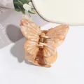 Elegant orange pink marble pattern butterfly hair claw clip with a double-layered design - Earthy Yellow