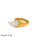 Vergoldeter 304 Edelstahlring mit Tropfen-Muschel-Inlay, 5,4g leichtes Schmuckstück für Damen - Größe 6 / Wassertropfen-Stil