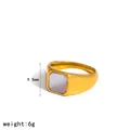 Eleganter 18k vergoldeter Edelstahlring mit einer quadratischen Perlmutt-Einlage - Größe 6 / Quadratischer Stil