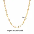 18K gold-plated 3mm paperclip chain necklace with 400mm length and adjustable extender - Paperclip Chain (TN3023) / Gold