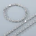 Σετ κοσμημάτων unisex κολιέ και βραχιόλι από ανοξείδωτο ατσάλι με κρίκους 6mm 2τμχ - Χρώμα Ατσαλιού
