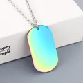 Minimalist rainbow iridescent stainless steel dog tag necklace for men and women - Rainbow Tag + Silver Tone O-Chain