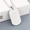 Minimalist stainless steel blank dog tag necklace in silver finish for custom engraving - Matte Silver Tag + Silver Tone Box Chain