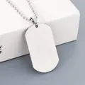 Minimalist brushed stainless steel engravable dog tag necklace for men and women - Matte Silver Tag + Silver Tone Ball Chain