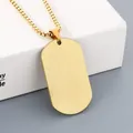 Minimalist golden stainless steel dog tag necklace with a blank engravable pendant. - Matte Gold Tag + Gold Tone Box Chain